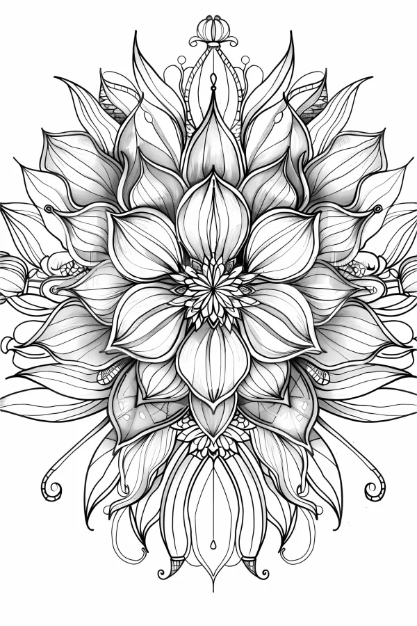 Intricate mandala flower, mandala style — free printable mandala coloring book page