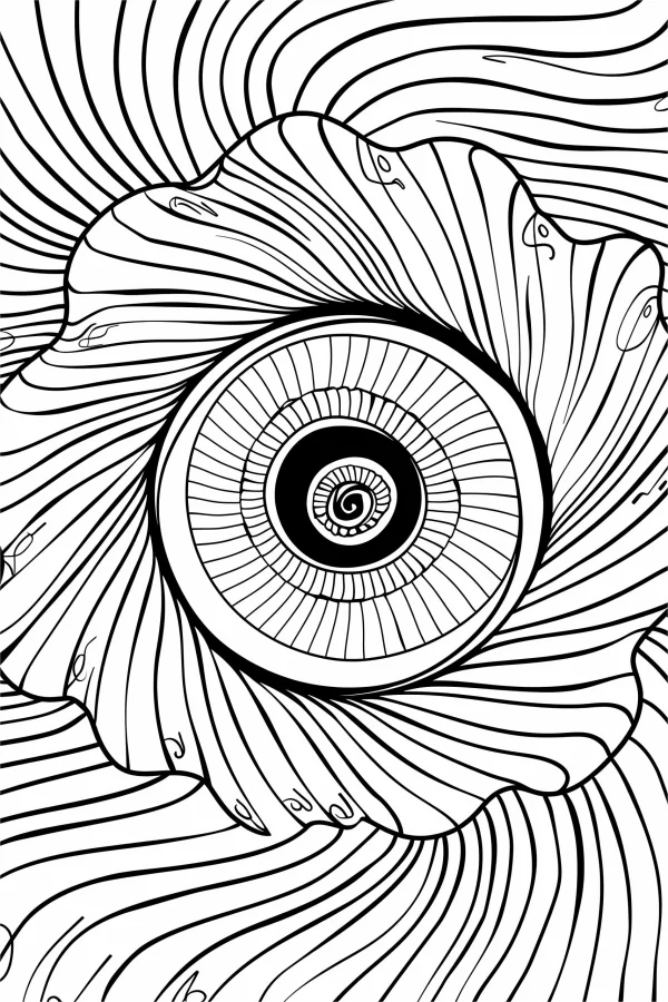 Spiral mandala pattern, abstract zentangle style — free printable abstract theme coloring book page