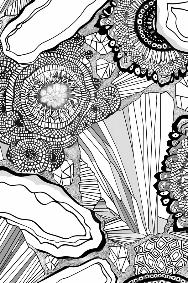 Coloring book page, mandala floral zentangle pattern — free printable abstract theme coloring book page