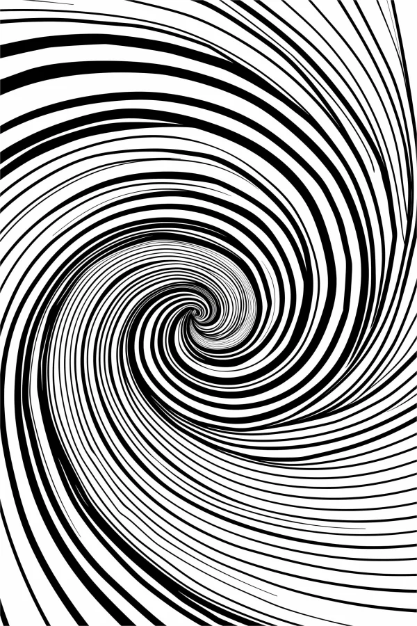 Abstract spiral line pattern, abstract line art style — free printable abstract coloring book page