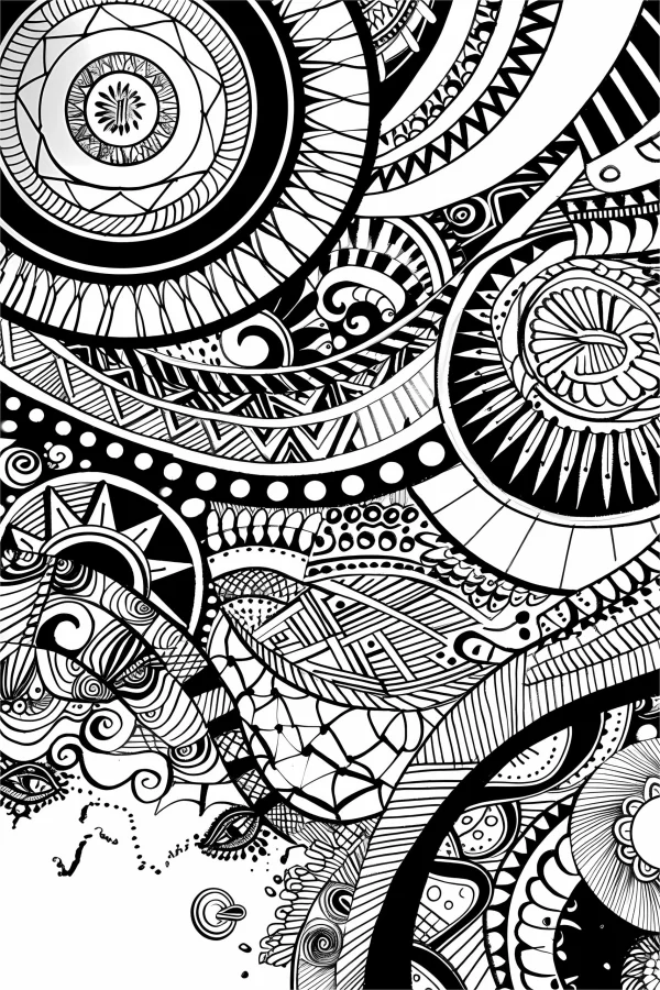 Abstract zentangle mandala pattern, zentangle art style — free printable abstract coloring book page
