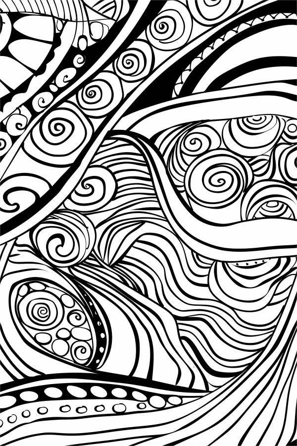 Abstract zentangle line pattern, zentangle art style — free printable creativity coloring book page