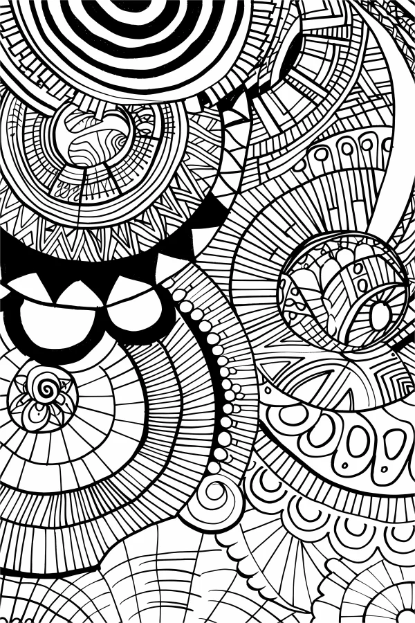 Abstract zentangle line pattern, zentangle art style — free printable creativity coloring book page